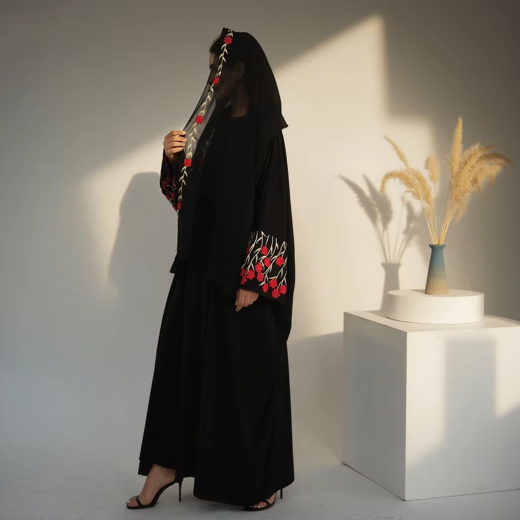 Embroidery Kebaya - Open Abaya Dubai Embroidery Muslim Hijab