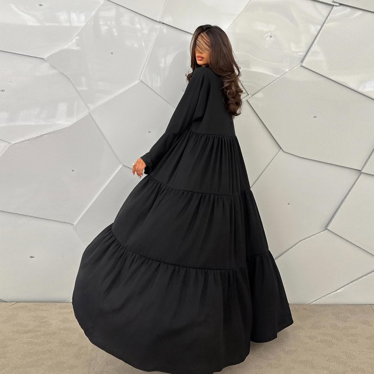 Embroidery Kebaya - Muslim Hijab Dress Women Flared Sleeve