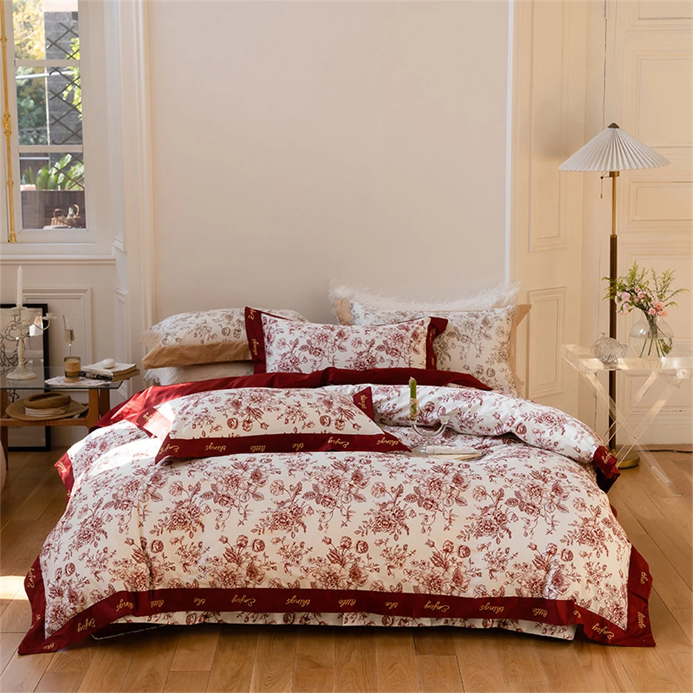 Embroidery Quilt Cover - American Printed Romantic Premium Embroidery Wedding