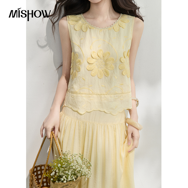 MISHOW French Floral Embroider - Embroidery Blouse ulasan dan harga