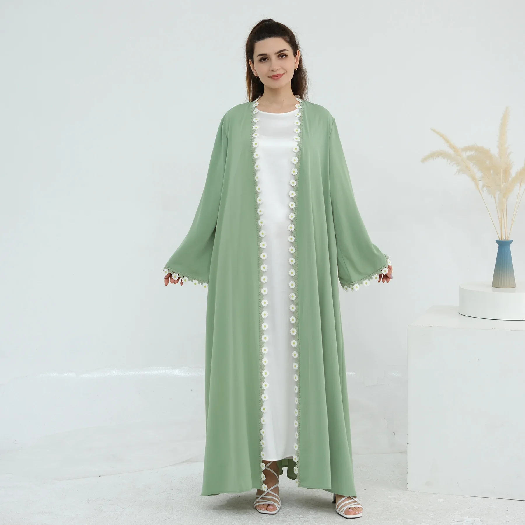 Flower Dubai Abayas Turkey Kaf - Embroidery Kebaya ulasan dan harga