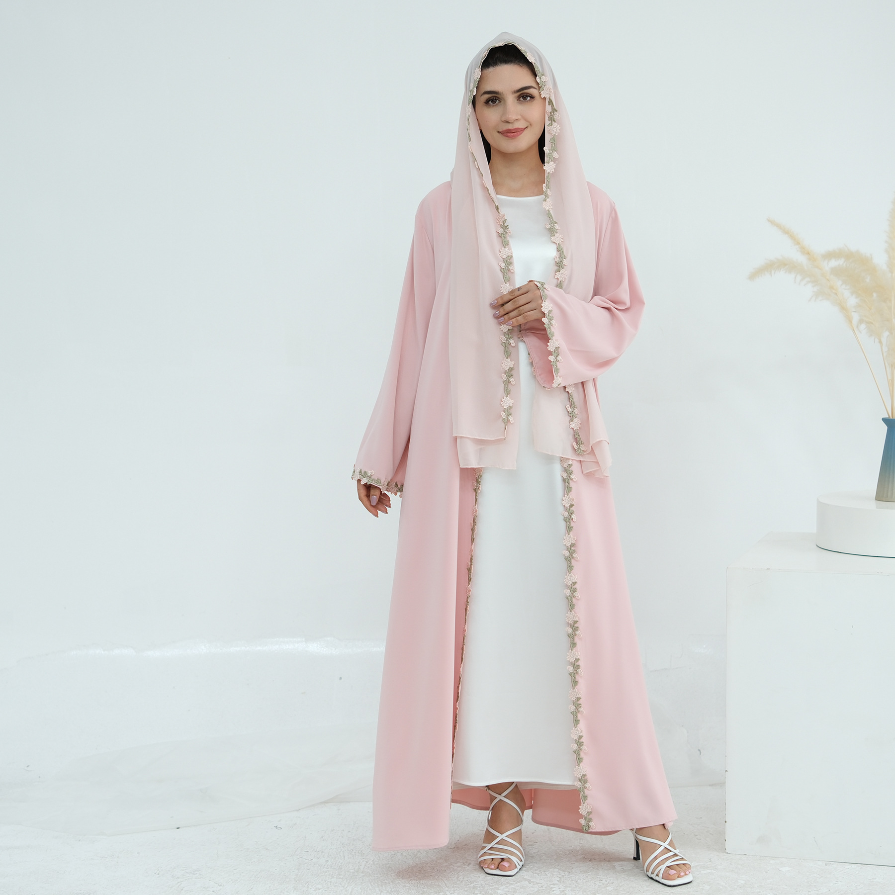 Dubai Open Abaya Women Muslim  - Embroidery Kebaya ulasan dan harga