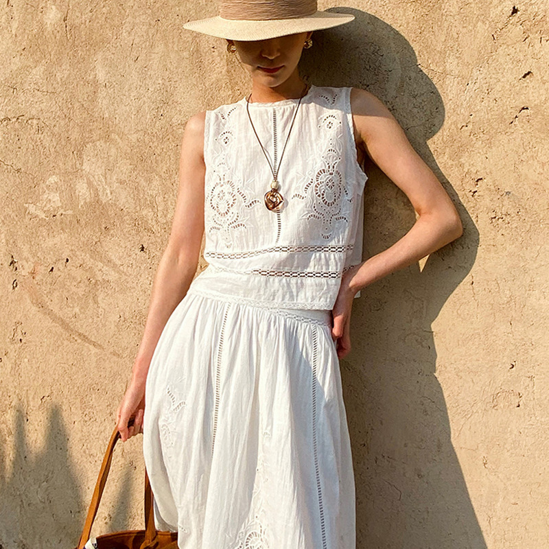 French Designer Boho White Cot - Embroidery Blouse ulasan dan harga
