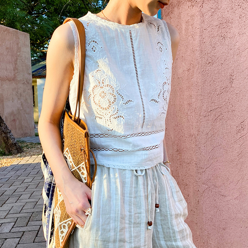 French Designer Boho White Cot - Embroidery Blouse ulasan dan harga