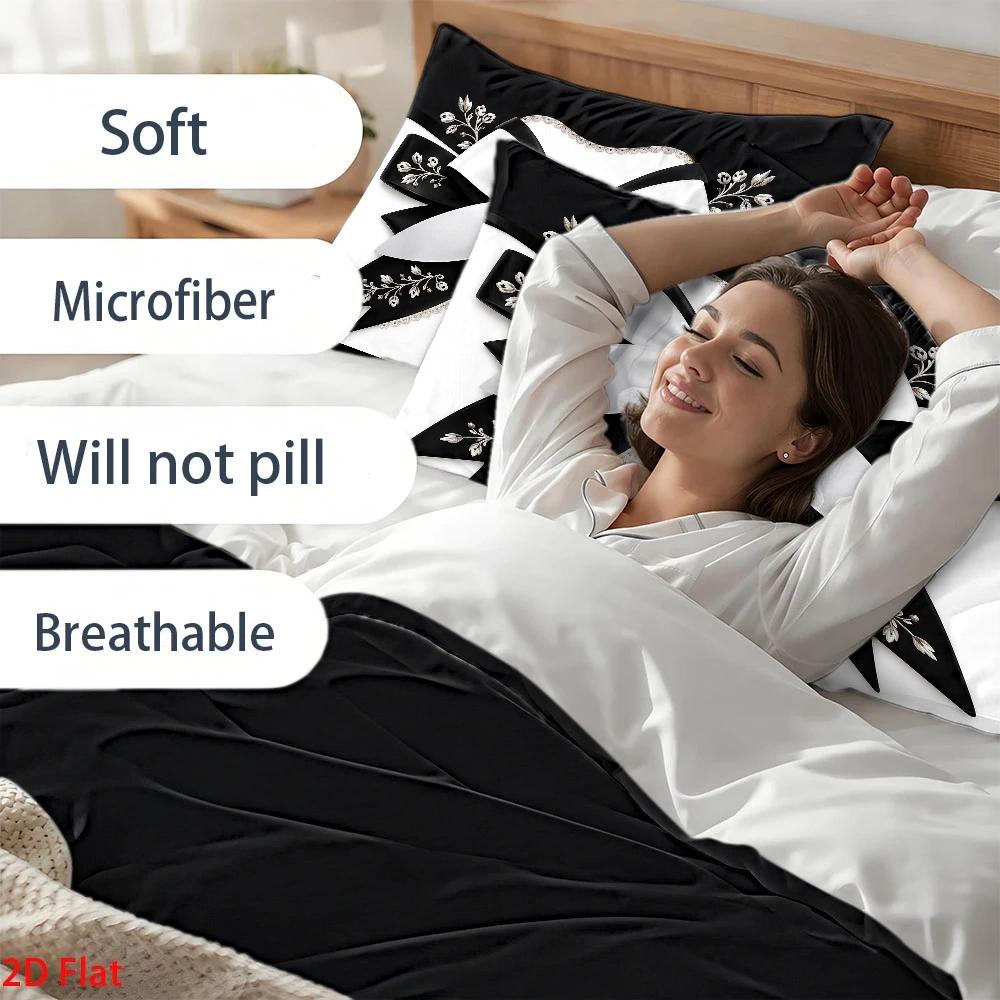 3Pc Light Luxury Style Black a - Embroidery Quilt Cover ulasan dan harga