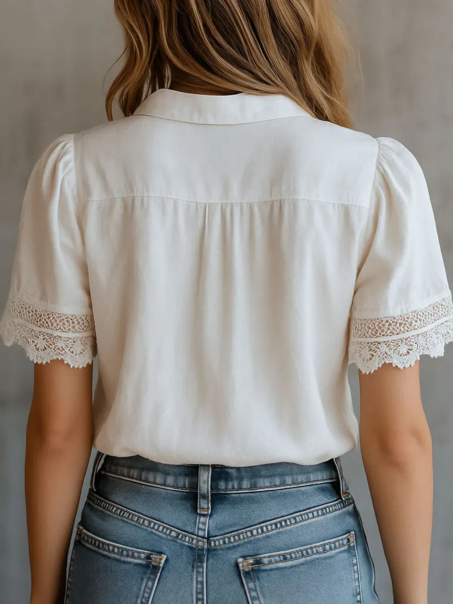 Elegant Women's Shirts Casual  - Embroidery Blouse ulasan dan harga