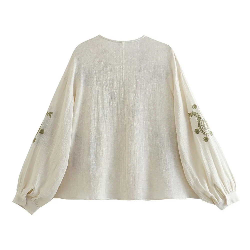 Womens New Loose Cotton Embroi - Embroidery Blouse ulasan dan harga