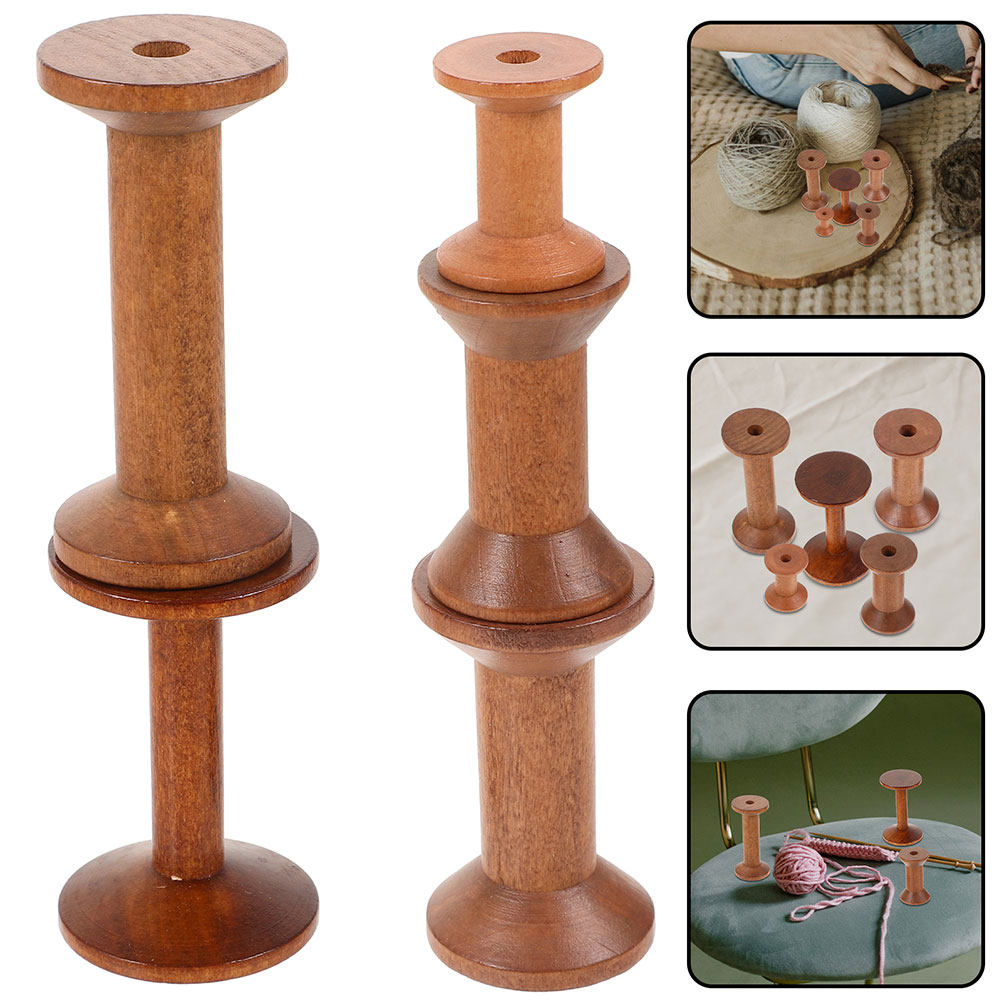 7Pcs Wooden Thread Spools Vint - Embroidery Yarns ulasan dan harga