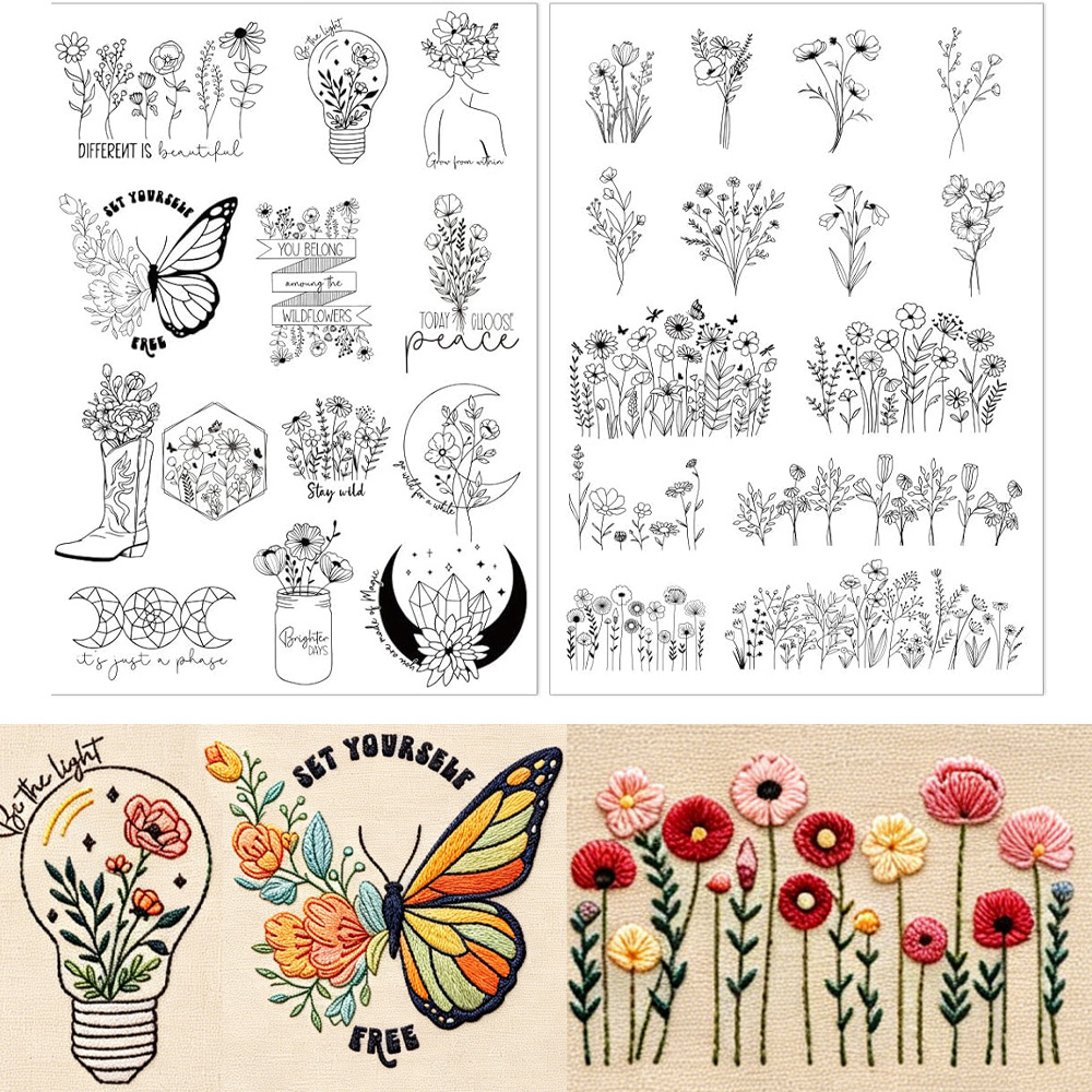 Boho Wildflower Moon Butterfly - Embroidery Quote ulasan dan harga