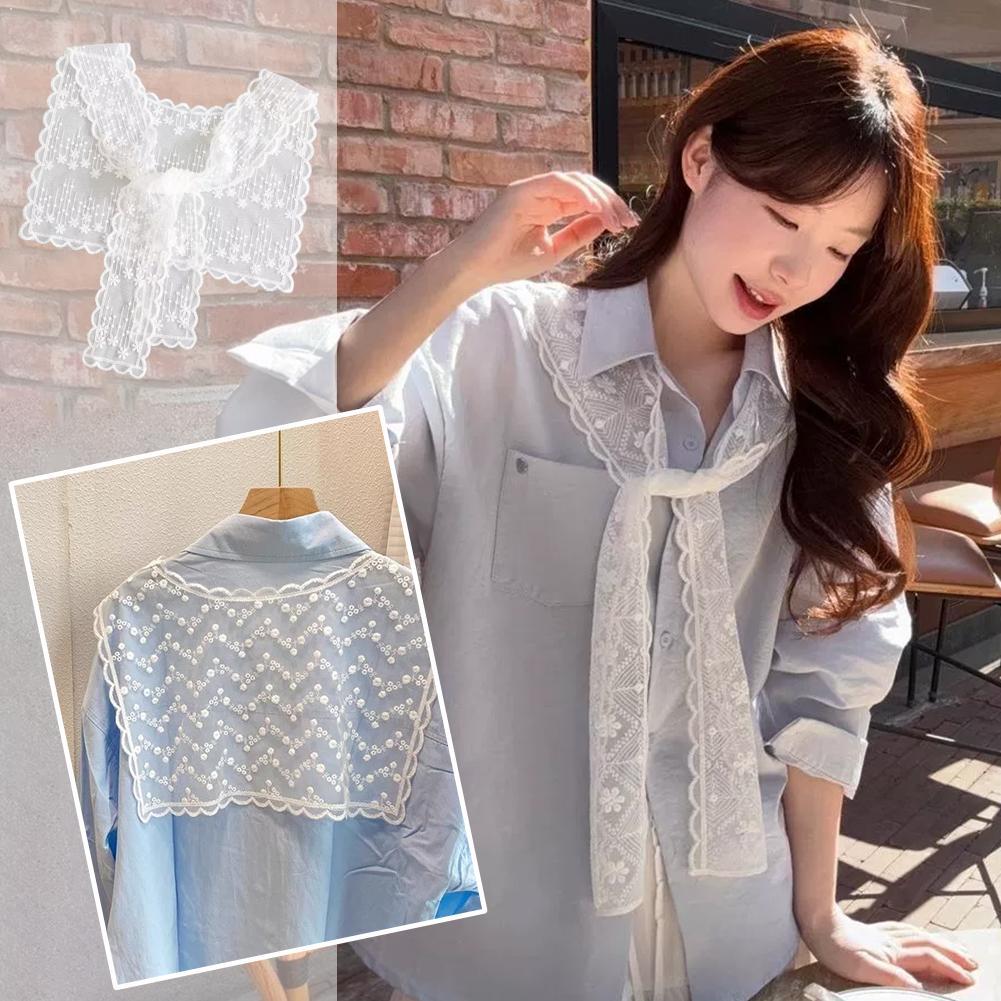 French Lace Shawl Scarf for Wo - Embroidery Blouse ulasan dan harga