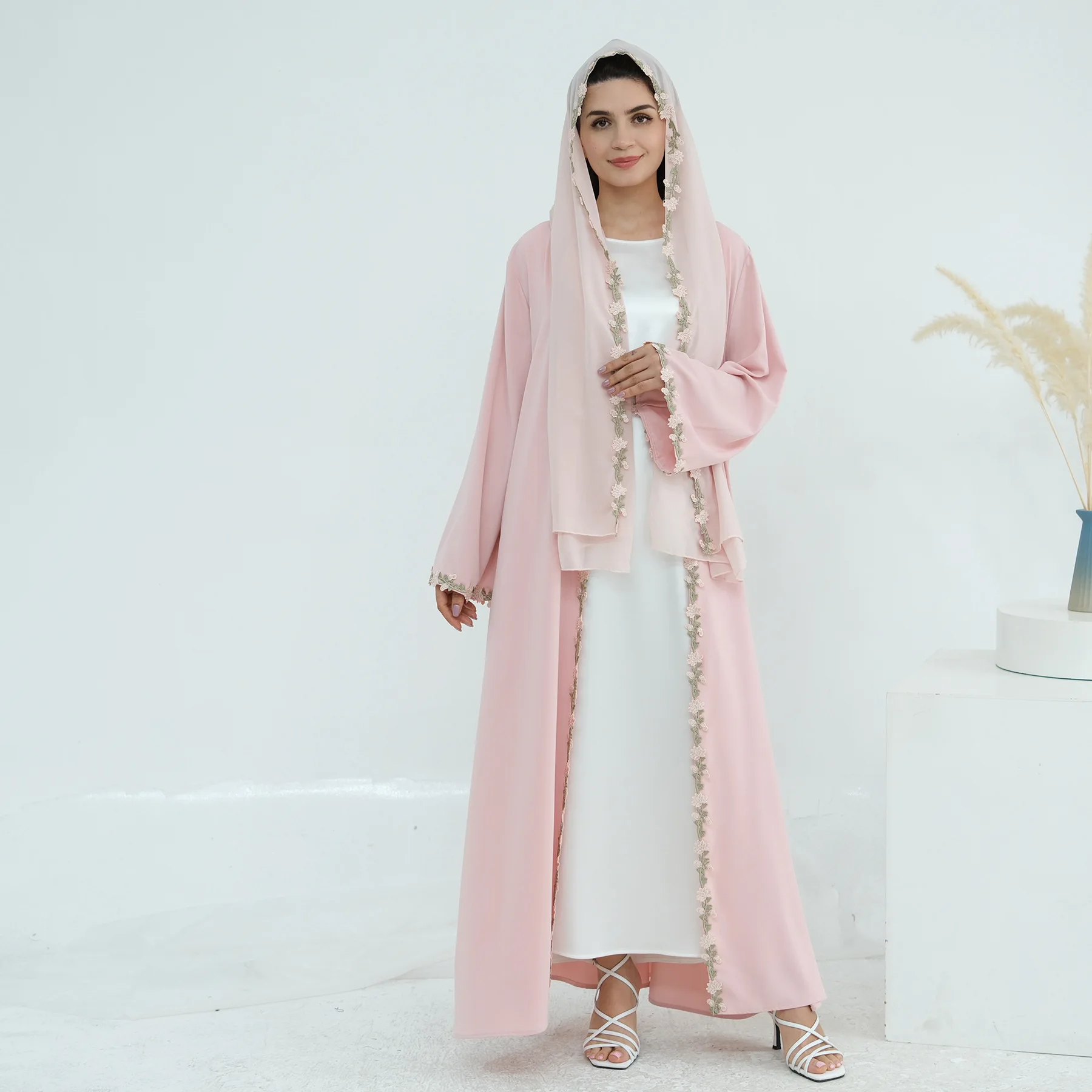 Dubai Open Abaya Muslim Hijab  - Embroidery Kebaya ulasan dan harga
