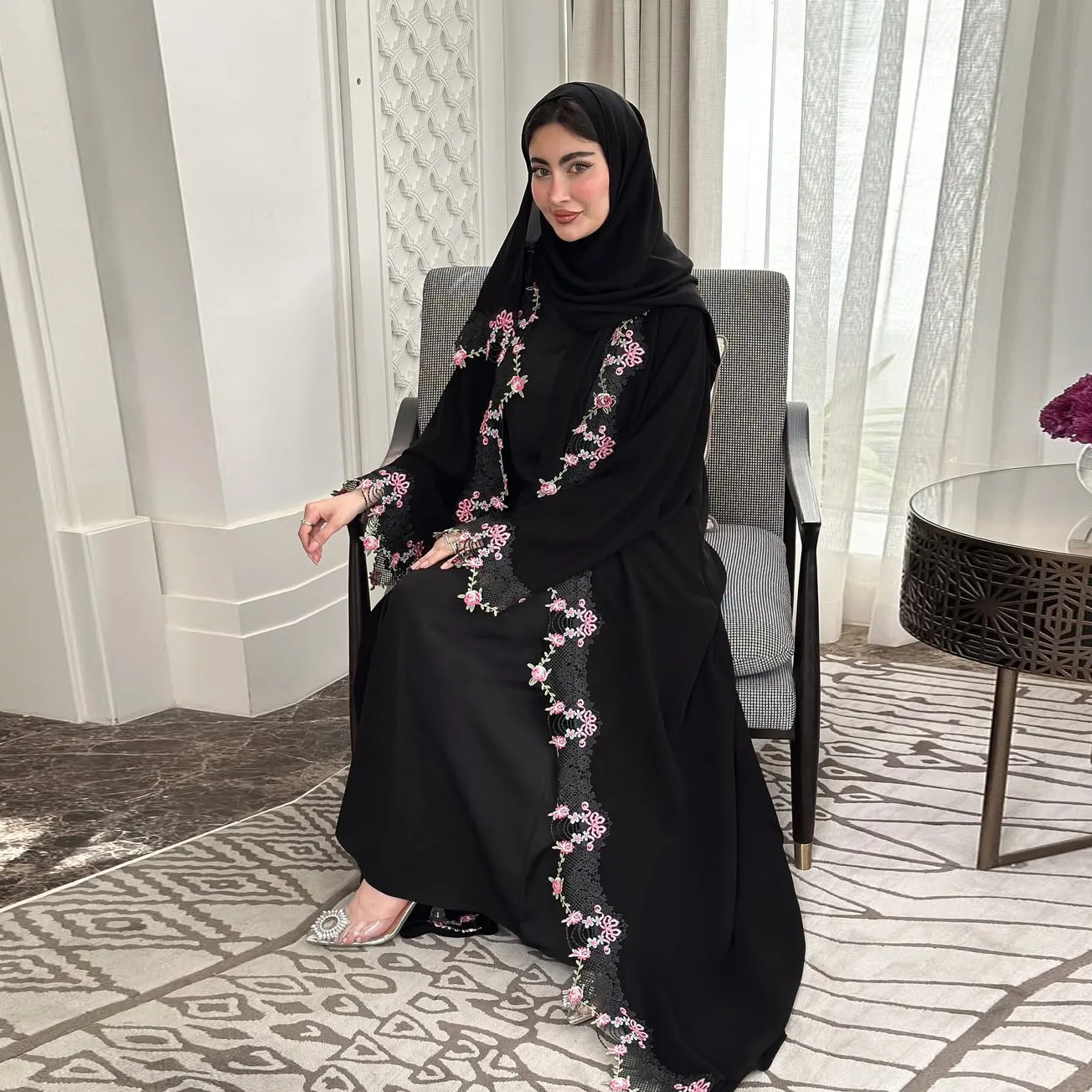 Black Embroidery Kimono Jalabi - Embroidery Kebaya ulasan dan harga