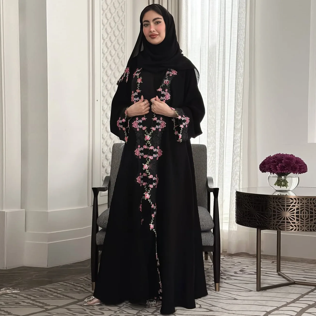 Black Embroidery Kimono Jalabi - Embroidery Kebaya ulasan dan harga