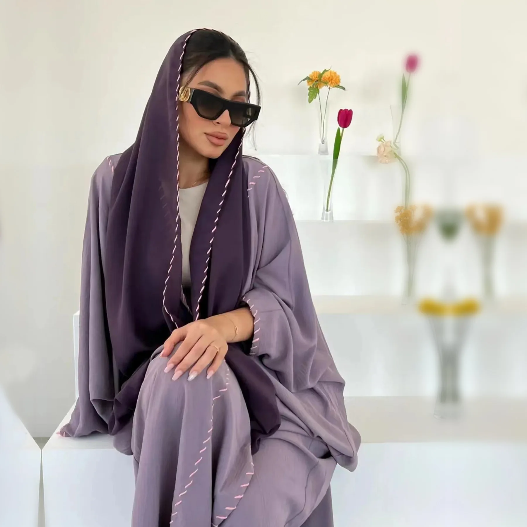 Morocco Kimono Open Abayas Lux - Embroidery Kebaya ulasan dan harga