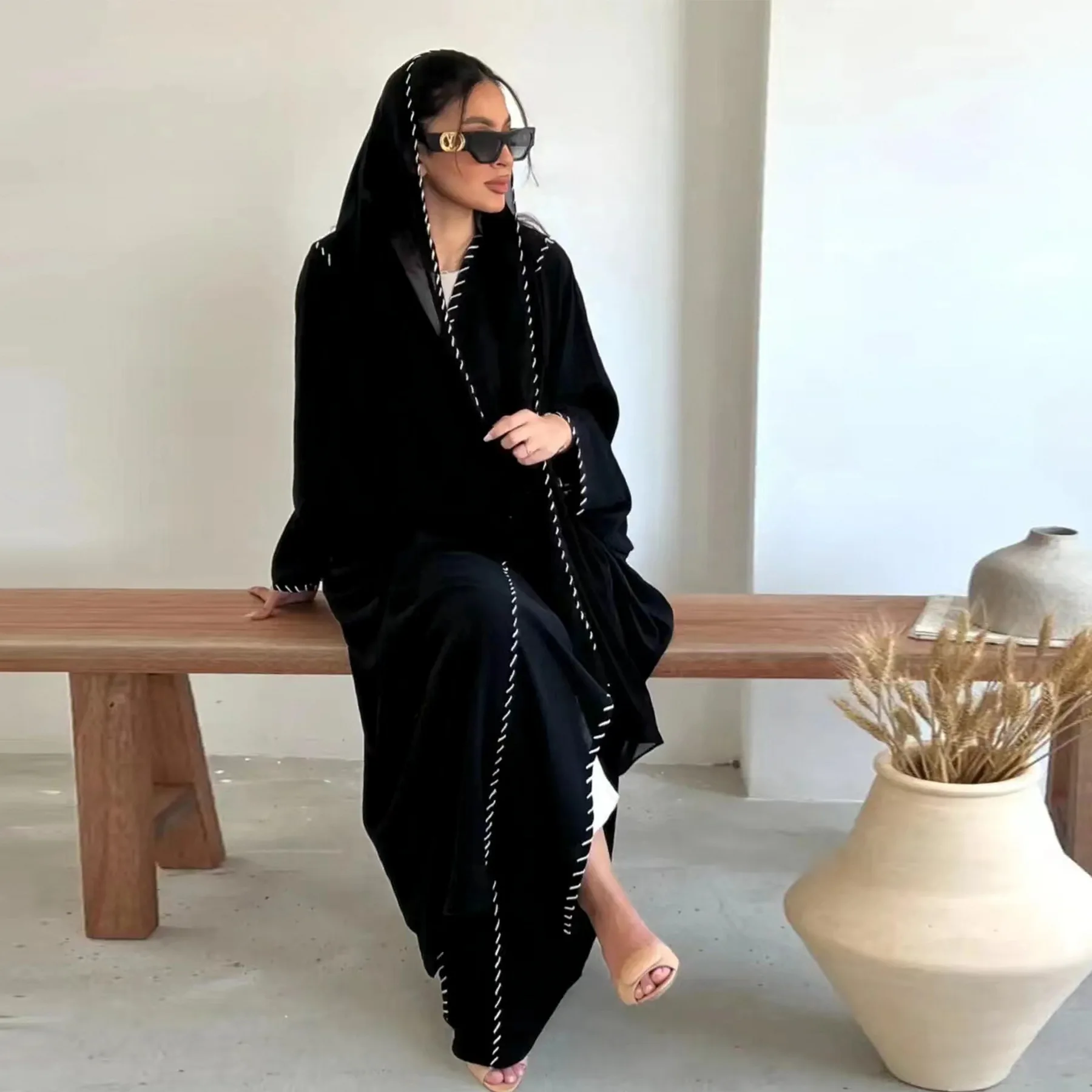 Morocco Kimono Open Abayas Lux - Embroidery Kebaya ulasan dan harga