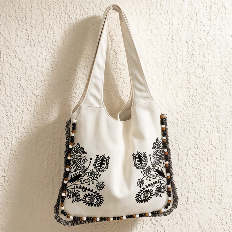 Bohemian Canvas Tote Bags For  - Embroidery Design Patterns Flowers ulasan dan harga