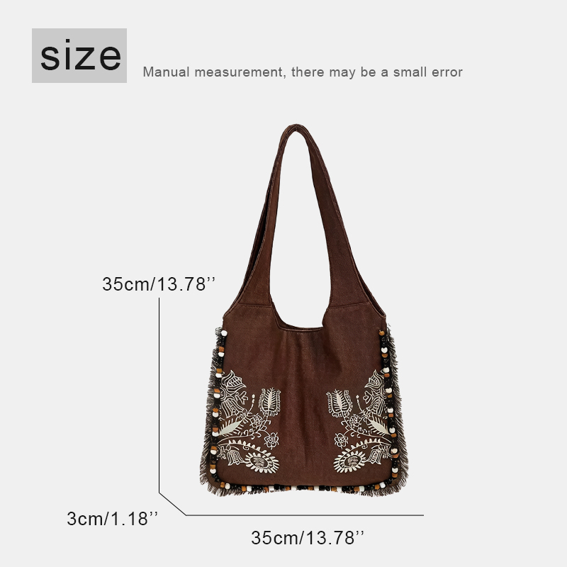 Bohemian Canvas Tote Bags For  - Embroidery Design Patterns Flowers ulasan dan harga