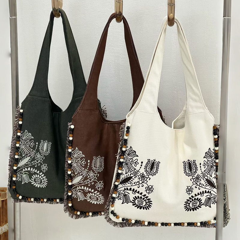 Bohemian Canvas Tote Bags For  - Embroidery Design Patterns Flowers ulasan dan harga