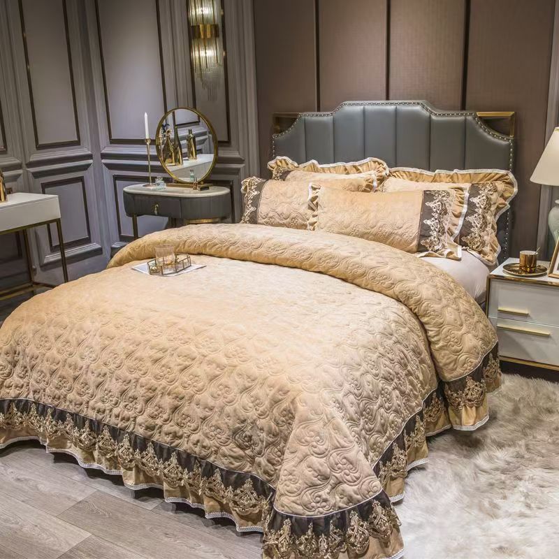 Luxury European Crystal Velvet - Embroidery Quilt Cover ulasan dan harga