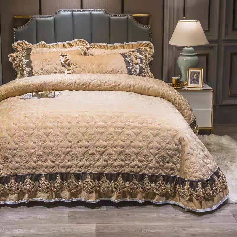 Luxury European Crystal Velvet - Embroidery Quilt Cover ulasan dan harga