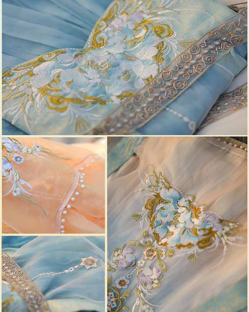 Chinese Hanfu Dress Women Trad - Embroidery Yellow ulasan dan harga